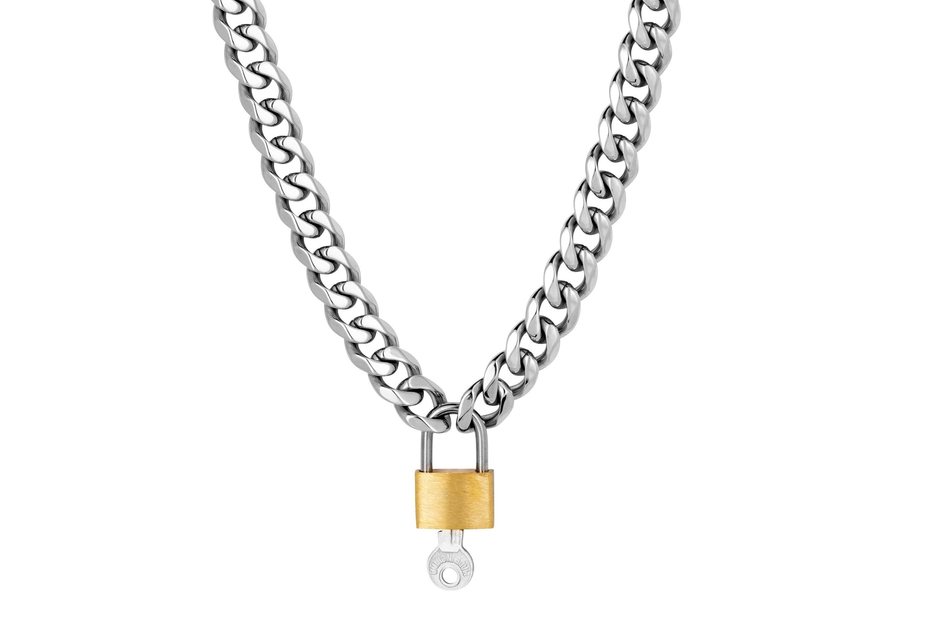 Padlock Necklace Choker Silver & Gold Padlock Chain Silver Etsy