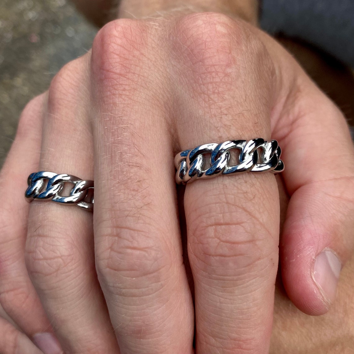 Mens Ring Silver Cuban Band Ring Silver Rings Gold Rings for Etsy