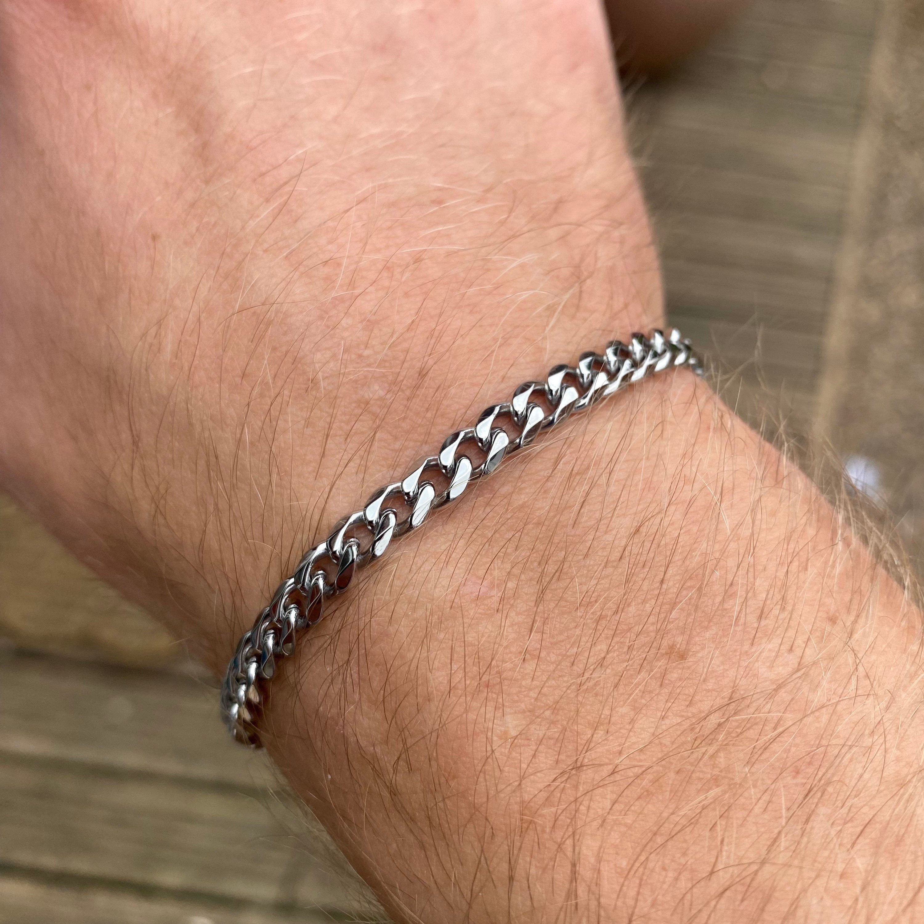 Silver Bracelet Chain 5mm Cuban Link Chain, Silver Bracelet