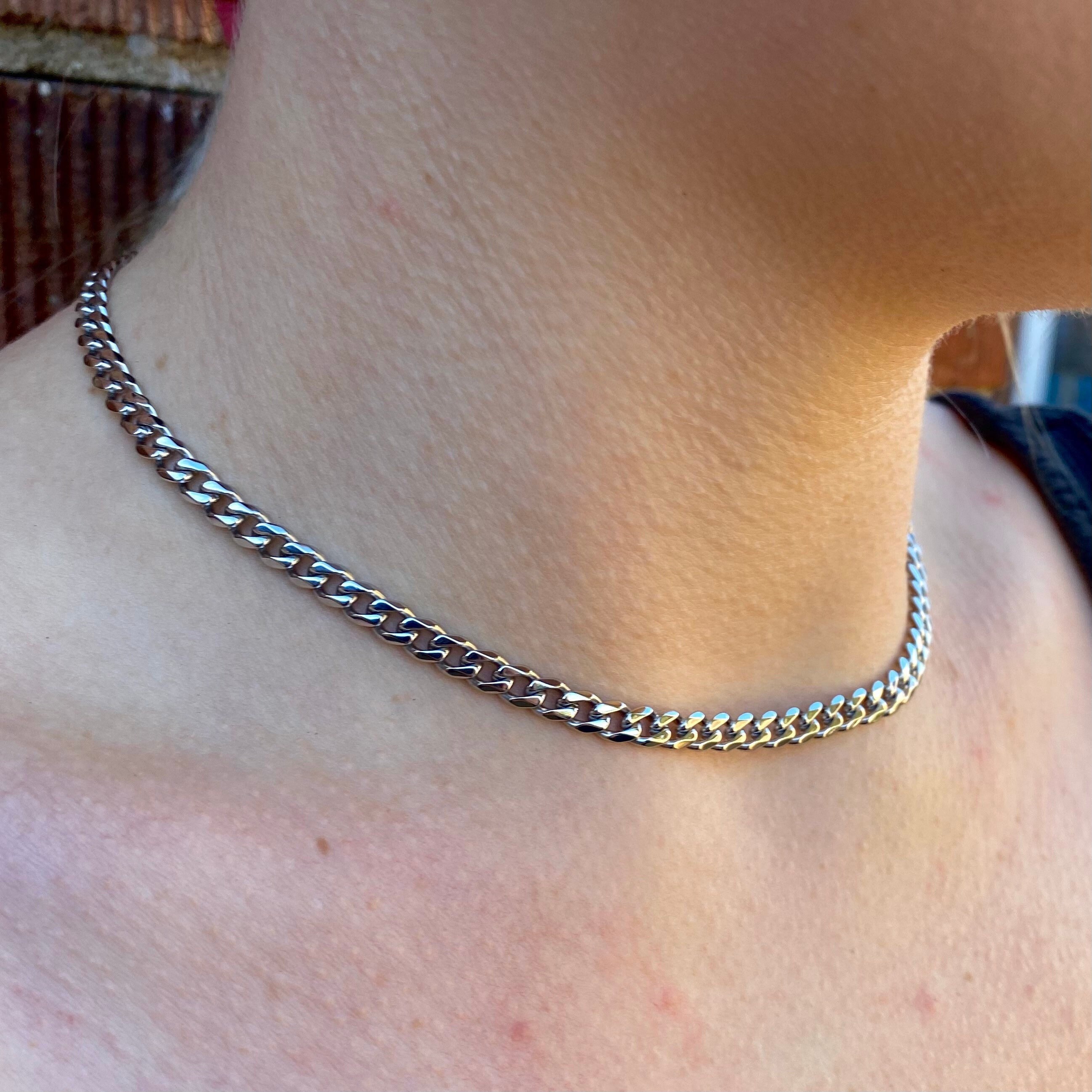 Silver 16 Choker Chain Necklace 5mm 
