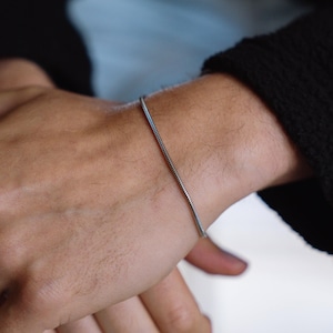 Mens Bracelet - Stainless Steel Snake Bracelet For Men - 2mm Silver Bracelet Chain - Mens Jewellery - Simple Bracelets - By Twistedpendant