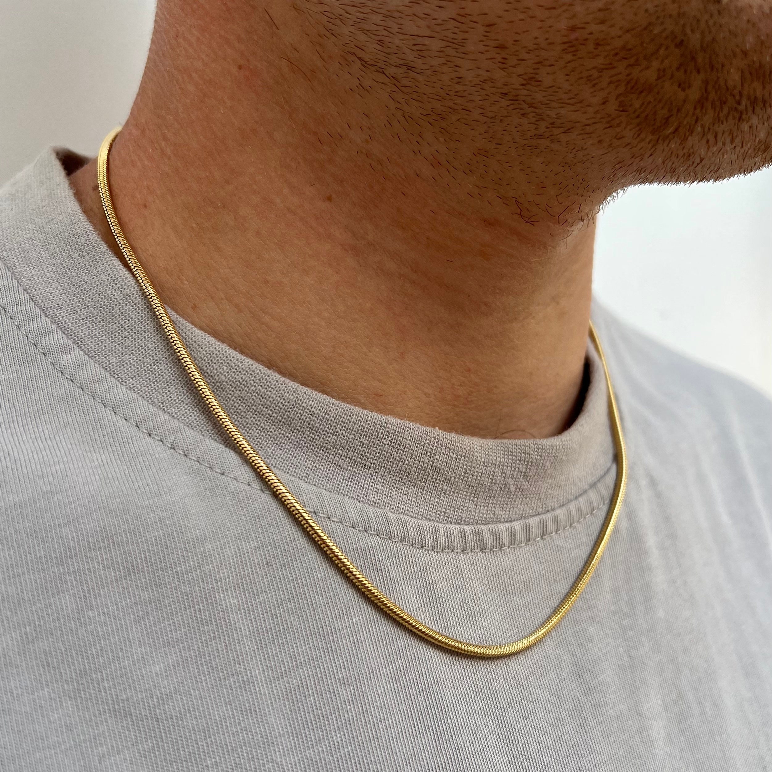 お礼や感謝伝えるプチギフト ゴールド スネーク チェーン、18K ゴールド チェーン ネックレス アクセサリー