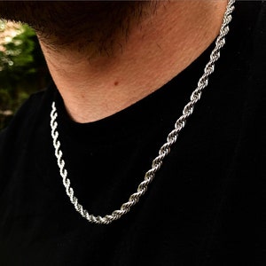 Silver Rope Chain, 5mm Thick Link Chain Necklace For Men, Mens / Boys Chain, Chunky Silver Rope Chain Mens Jewellery - By Twistedpendant