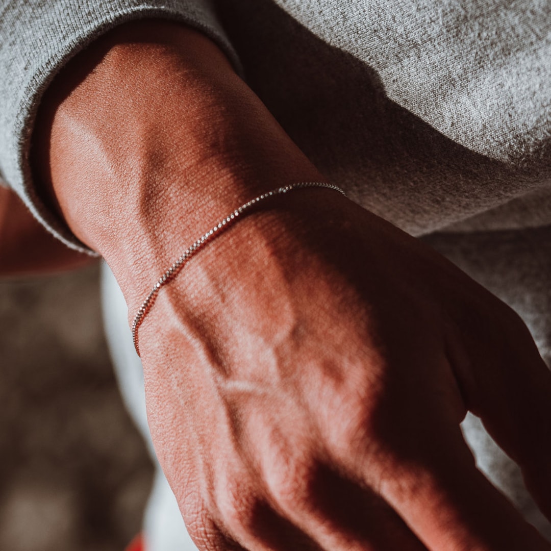 Mens Bracelets Thin Silver Bracelet Cuban Curb 1.5mm Thin   Etsy