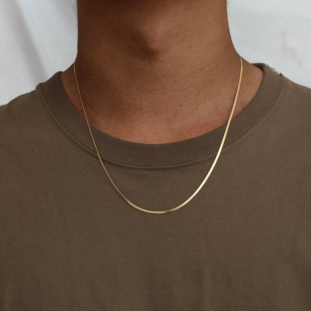 Saudi Gold 18k Gold Snake Chain Necklace 18K Gold Chain, Mens