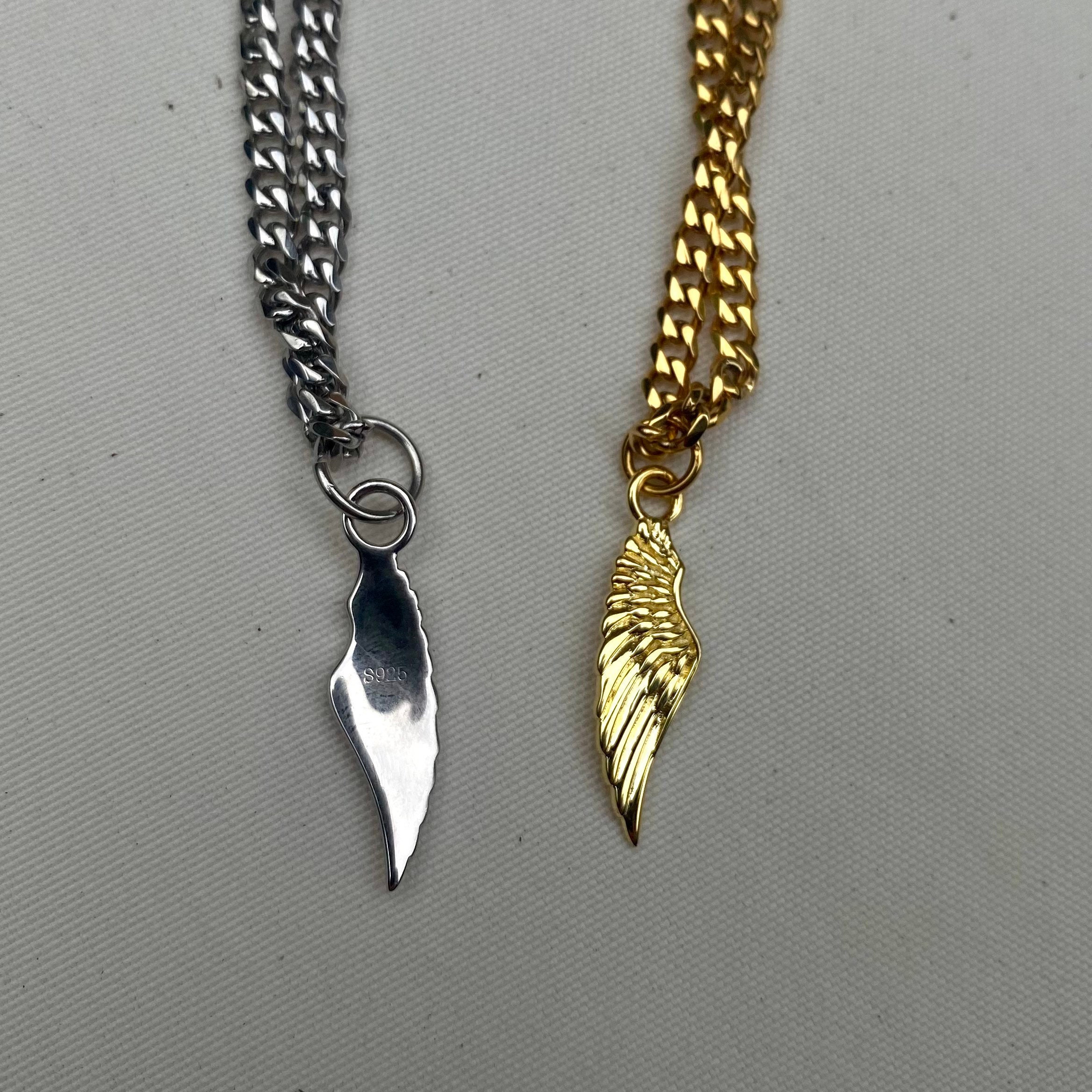 14Kエンジェルペンダントネックレス メンズネックレス、14Kゴールドエンジェルウィングネックレス（18K