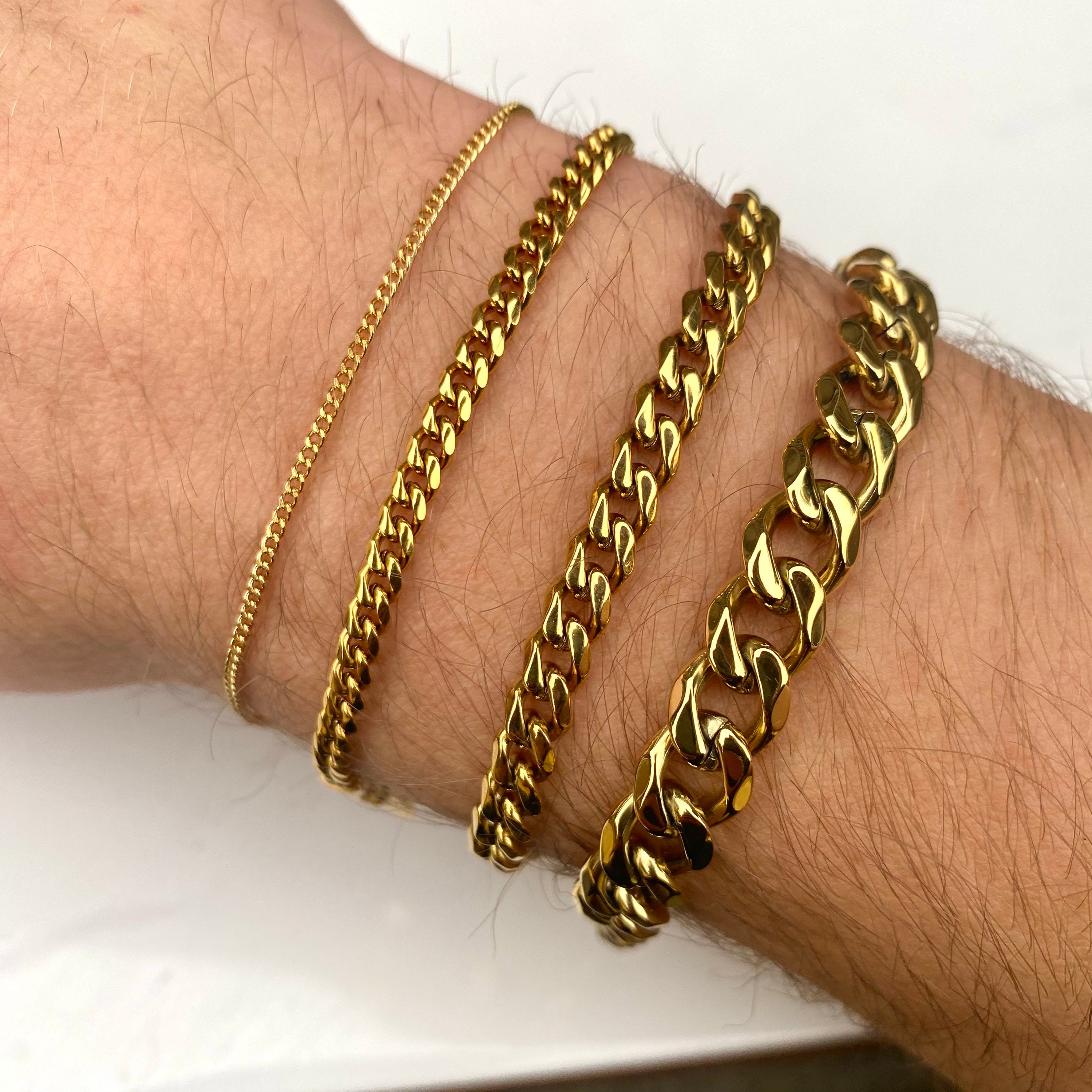 18k Gold Mens Bracelet Chain 5mm Cuban Link Curb Chain - Etsy ...