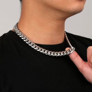 Catena da uomo da 12 mm Collana in argento grosso da uomo Collana a catena cubana in argento da uomo Catena in argento spessa da uomo Regali di gioielli da uomo UK immagine 7