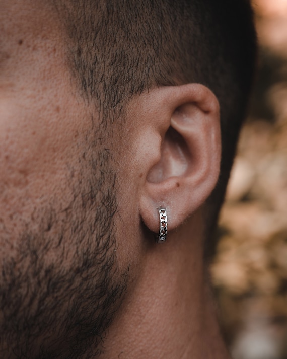 Mens earrings shop diamond hoop