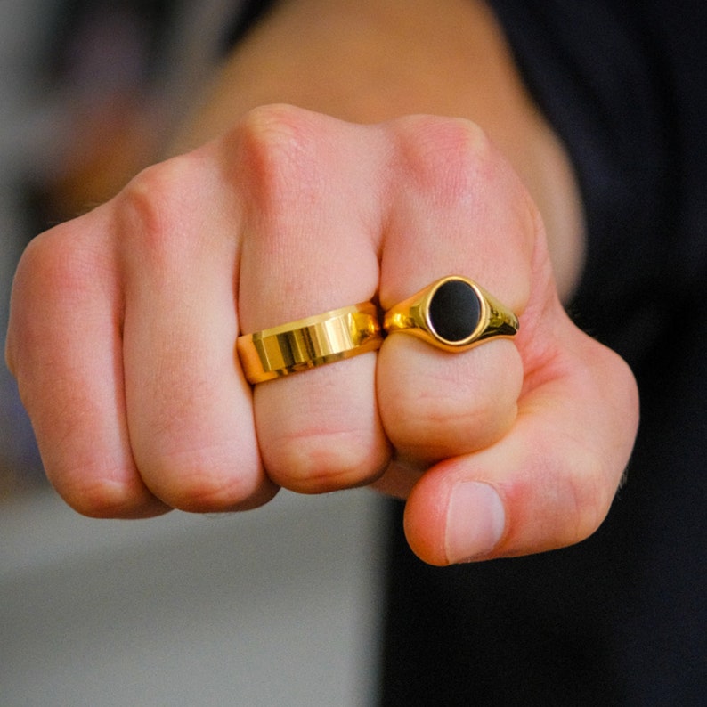 18K Gold Signet Ring Men - Mens Gold Rings - Rings for Men - By Twistedpendant