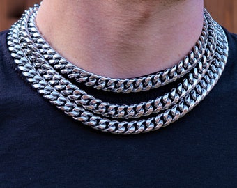 12mm Thick Silver Cuban Chain - Mens Necklace Chain - Chunky Silver Chains For Men - Mens Jewelry Gifts - Silver Necklaces By Twistedpendant