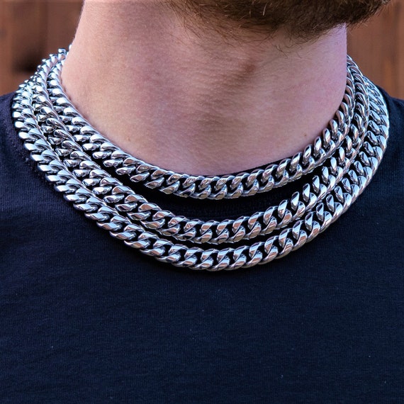 Chunky Choker Necklace Silver Cuban Link Chain Necklaces Thick