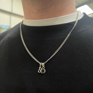 Mens Necklace - Silver Initial Necklace For Men,