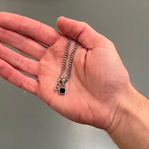 Mens Necklace - Silver Initial Necklace For Men,