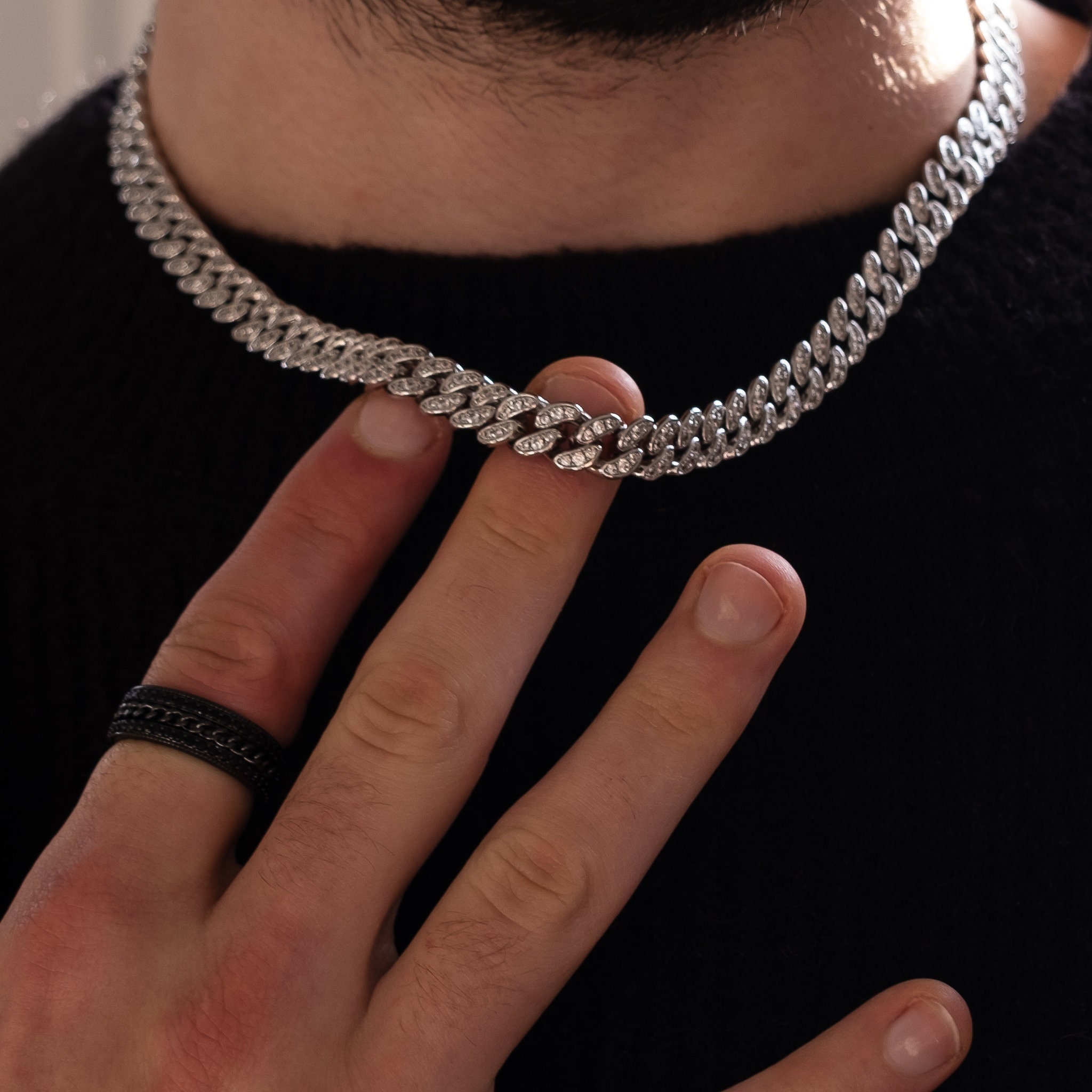 Abastecer Falange adolescentes Collar para hombres Cadena de collar de diamantes para - Etsy España