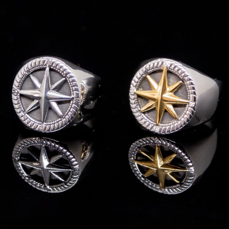 Mens Compass Ring Silver Rings for Men Mens Pinky Etsy UK