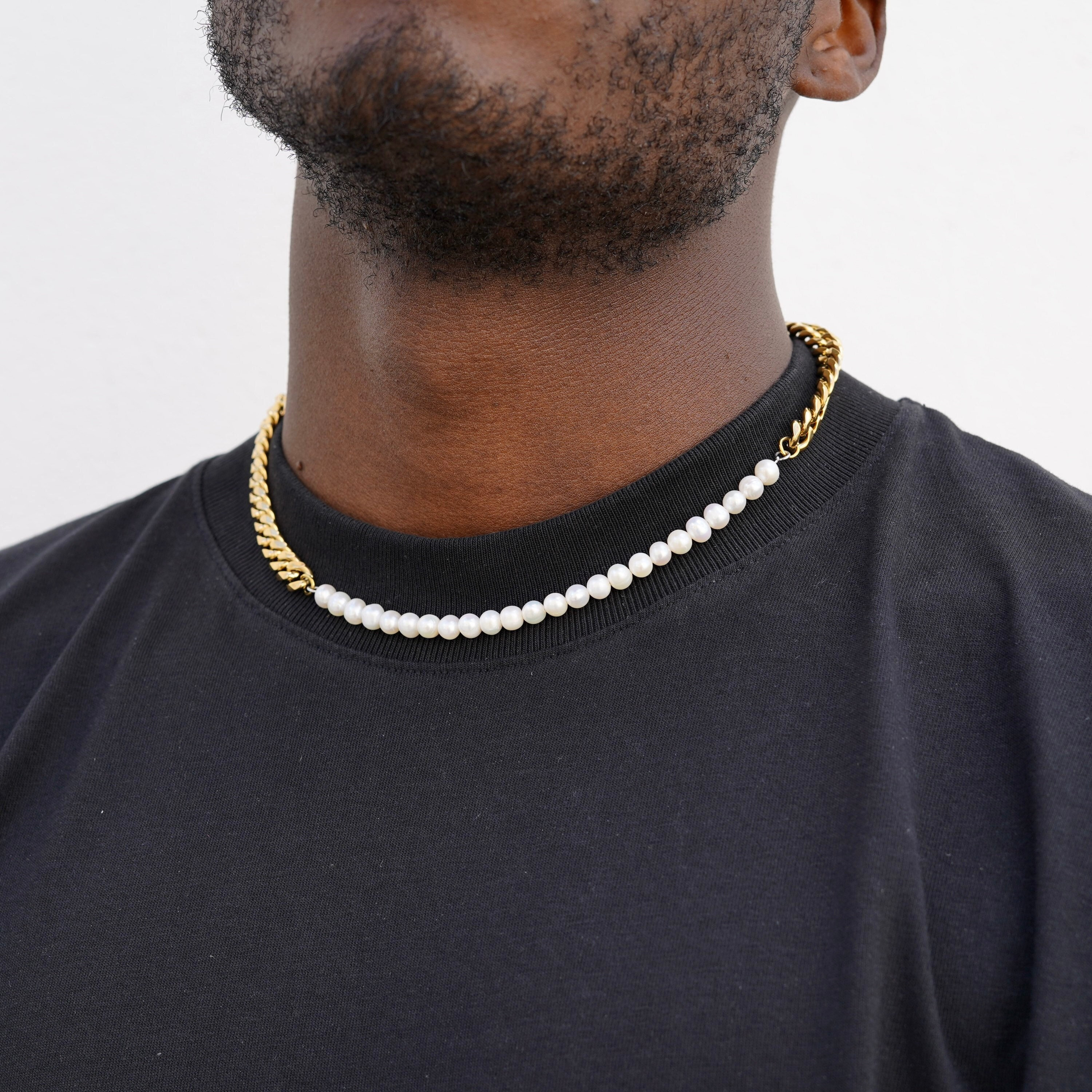 Pearl Necklace Men, Mens Pearl Necklace, Pearl Bracelet