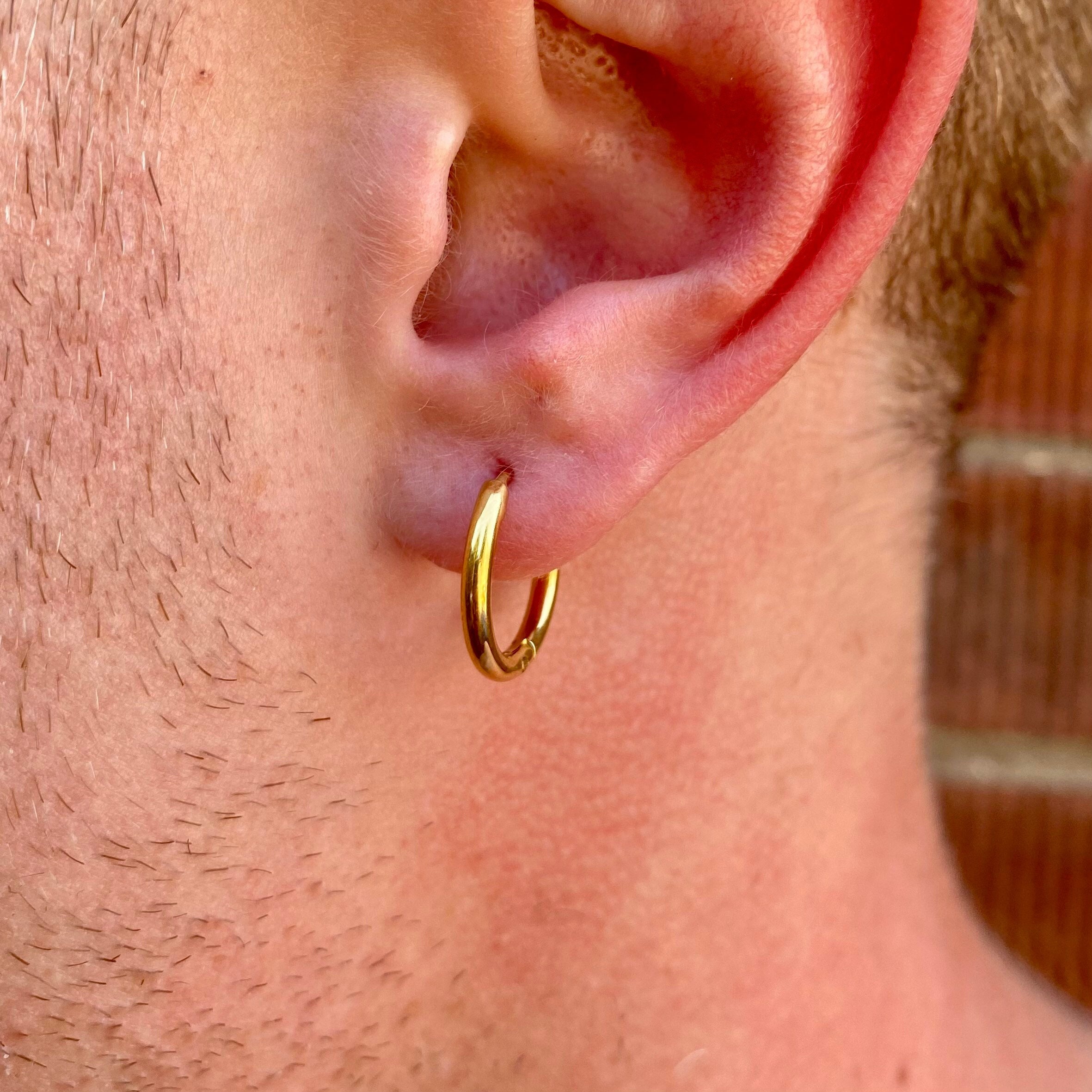 Mens Hoop Earrings Gold 16mm Mens Hoop Earrings Gold Hoops for Men Gold Hoop Earrings Simple Hoops Mens Jewelry by Twistedpendant Etsy UK