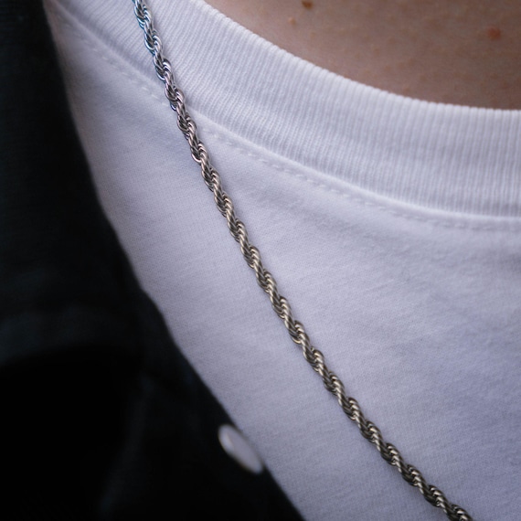 メンズネックレス - 2.5 mm シルバーロープチェーン - メンズシルバー