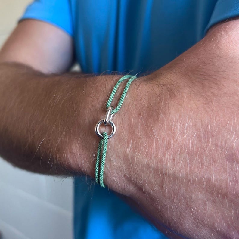 Mens Bracelet Rope Chain, Thin Green Nylon Rope Bracelet,