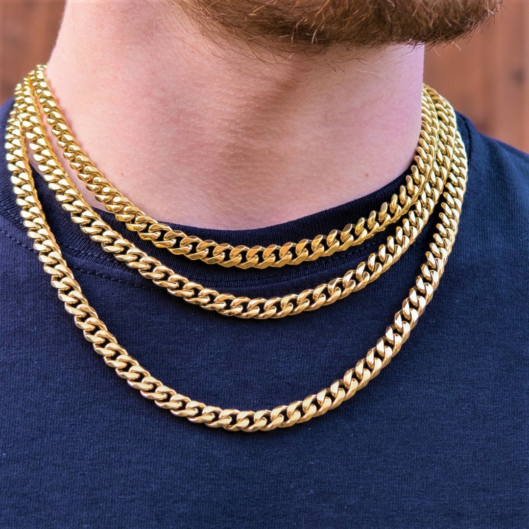 Collana A Catena Cubana In Acciaio Inossidabile 316L Placcato Oro 18K, Larghezza 3.5mm/5mm, Lunghezza 16-30 Pollici, Gioiello Unisex