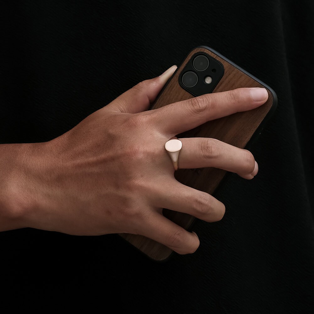 Mens Ring Rose Gold Signet Ring Men Gold Matte Ring Pinky Rings