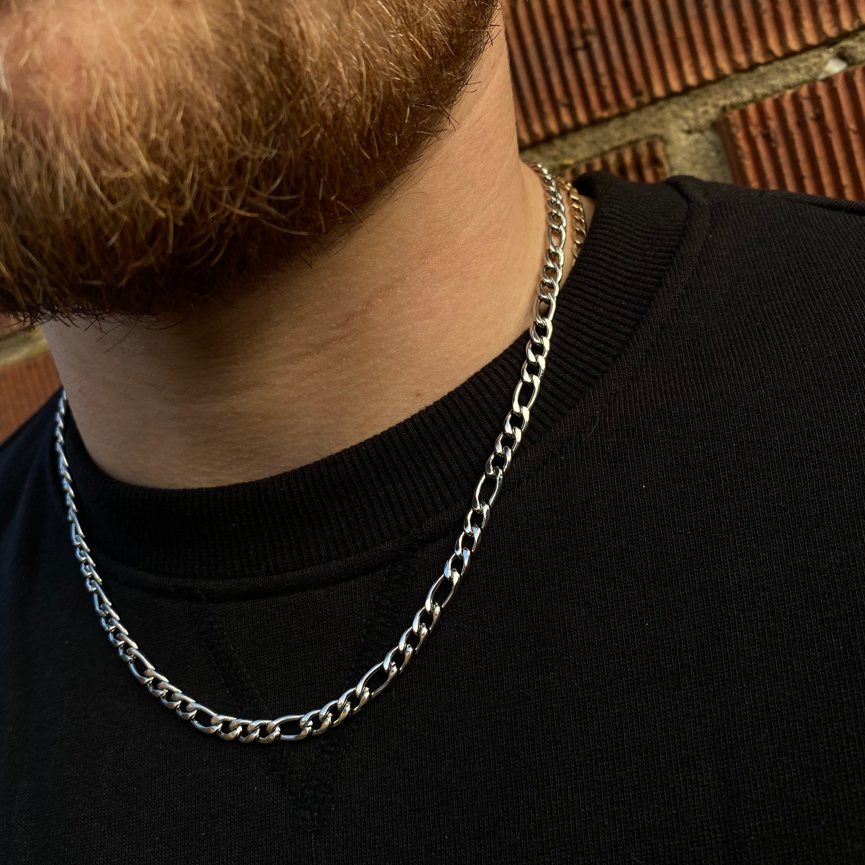 Silver 5mm Chain Necklace Figaro Mens Chain Thick Silver Chain for Men ...
