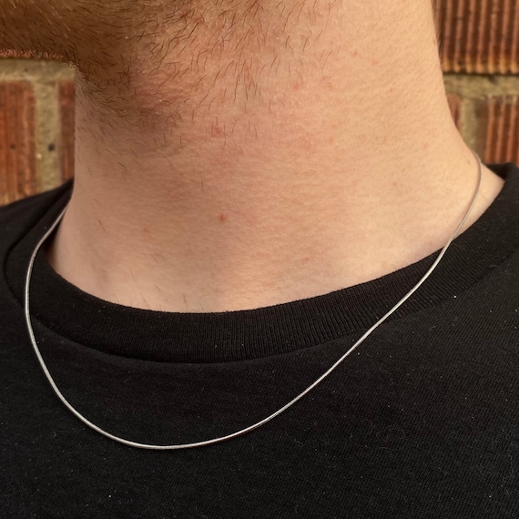 Thin Silver Snake Chain Necklace Mens Silver Necklace Chain Round Silver Chain For Men Minimalist Jewelry By Twistedpendant