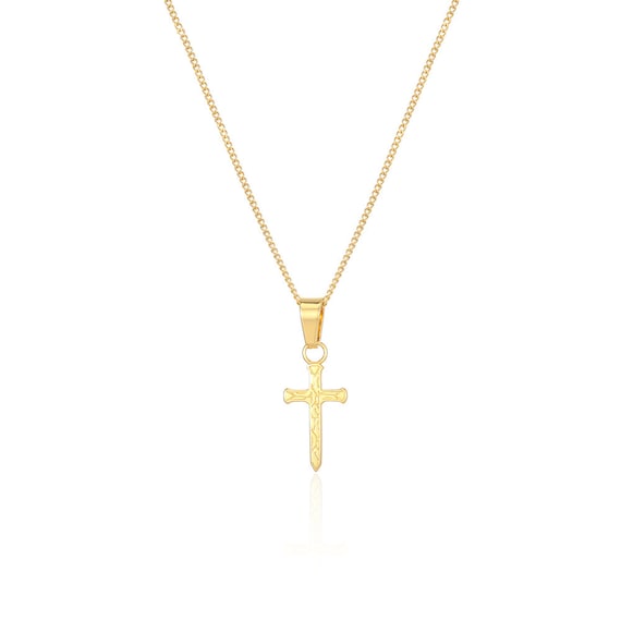 メンズネックレス - 18Kゴールドクロスネックレス - クロスネックレス