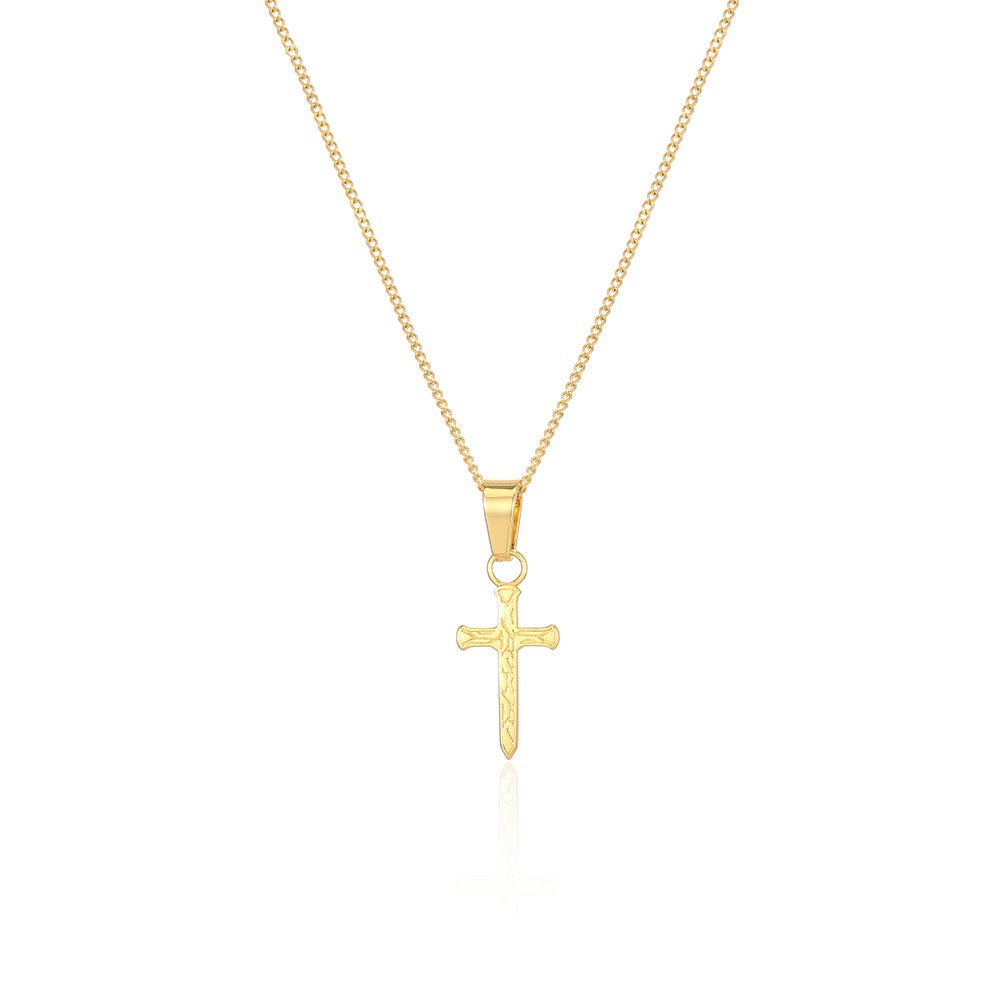 メンズネックレス - 18Kゴールドクロスネックレス - クロスネックレス