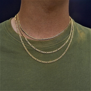18K Gold Figaro Chain - Mens Gold Chains - By Twistedpendant