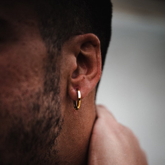 Mens Gold Hoop Earrings 18K Gold 16mm Mens Hoop Earrings Mens Hoop Earrings  Mens Jewelry Gifts for Him by Twistedpendant - Etsy UK | Mens earrings hoop,  Mens gold hoop earrings, Men earrings