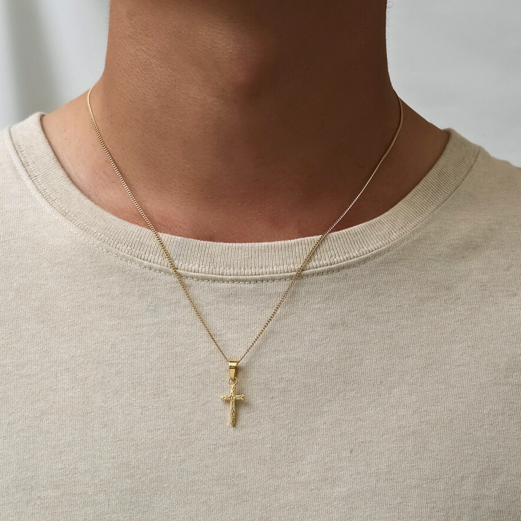 クロスペンダント ネックレス メンズネックレス - 18Kゴールドクロスネックレス - クロスネックレス