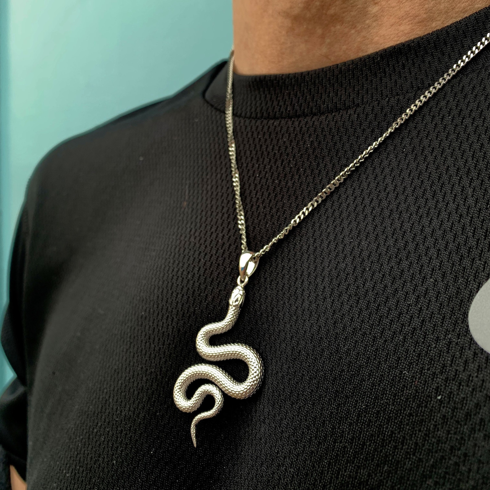 Silver Snake Necklace Mens Necklace Boho Serpent Snake | Etsy