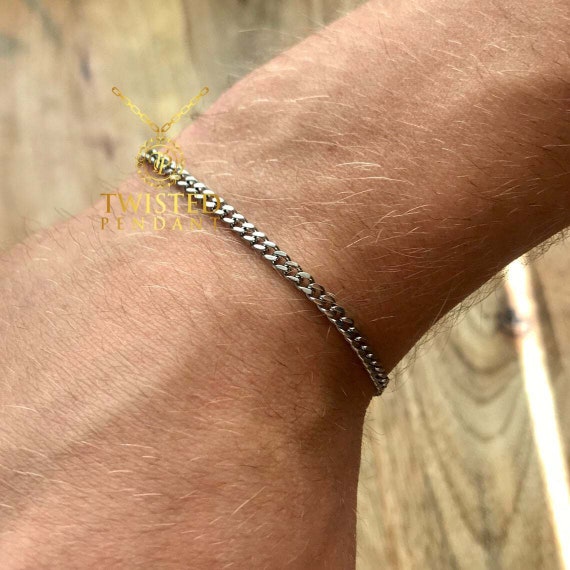  Love You This Much To My Man Cuban Link Bracelet for Him,  Romantic Birthday Gifts for Him, Jewelry for Him, Best Gifts for Husband  from Wife (Black-Black, Stainless Steel): Clothing, Shoes