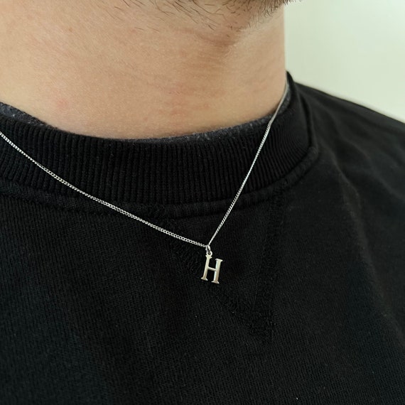 Mens Script Initial Necklace – Initial Obsession