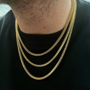 Herren Halskette - Gold 4 mm Franco Kette - Herren Gold Kette - Vergoldete Stahl Kette - Herren Schmuck - Gold Box Franco Halskette Kette Für Männer