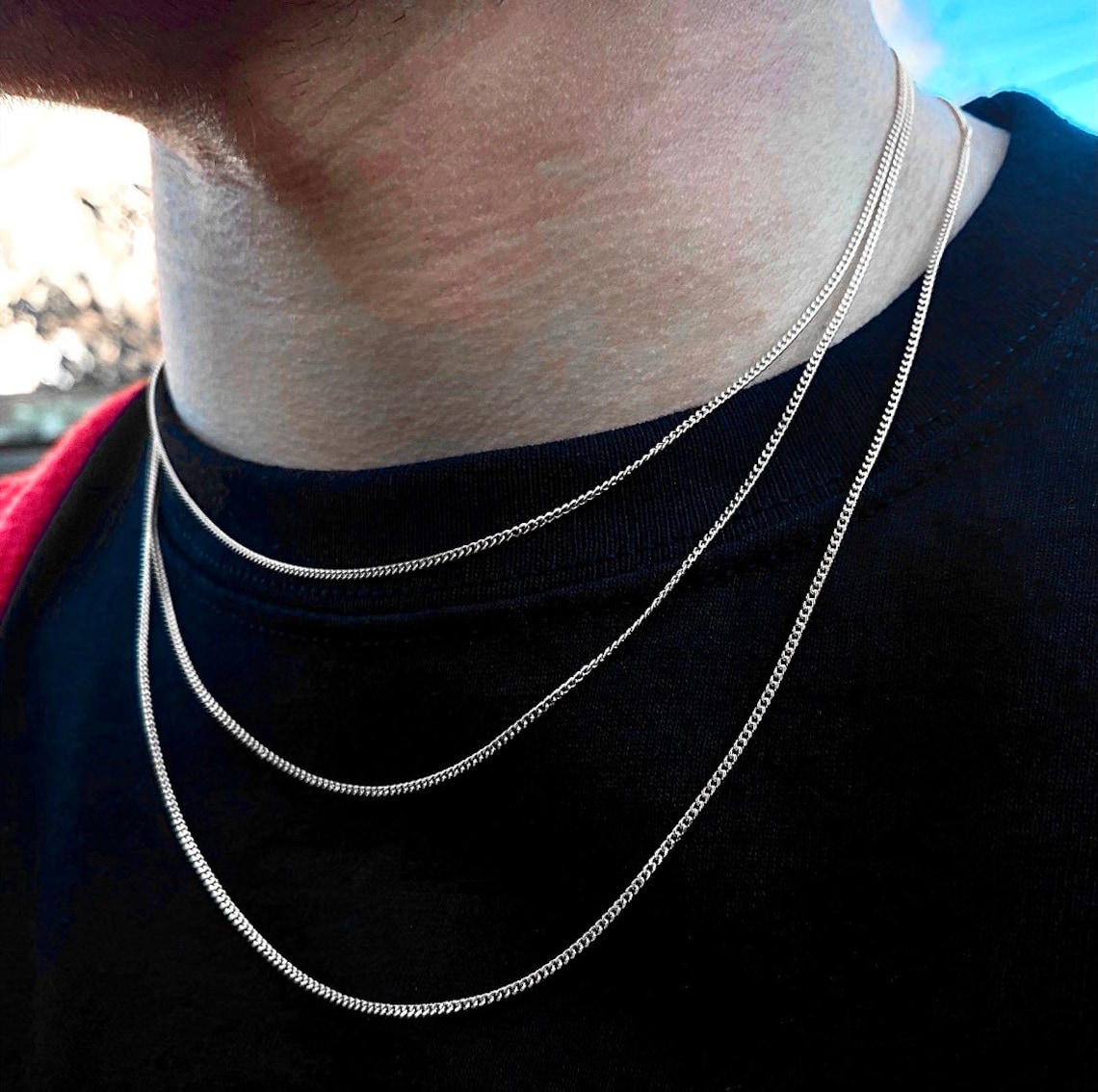 Mens Silver Necklace Chain 1.5mm Thin Chain Mens Necklace Etsy