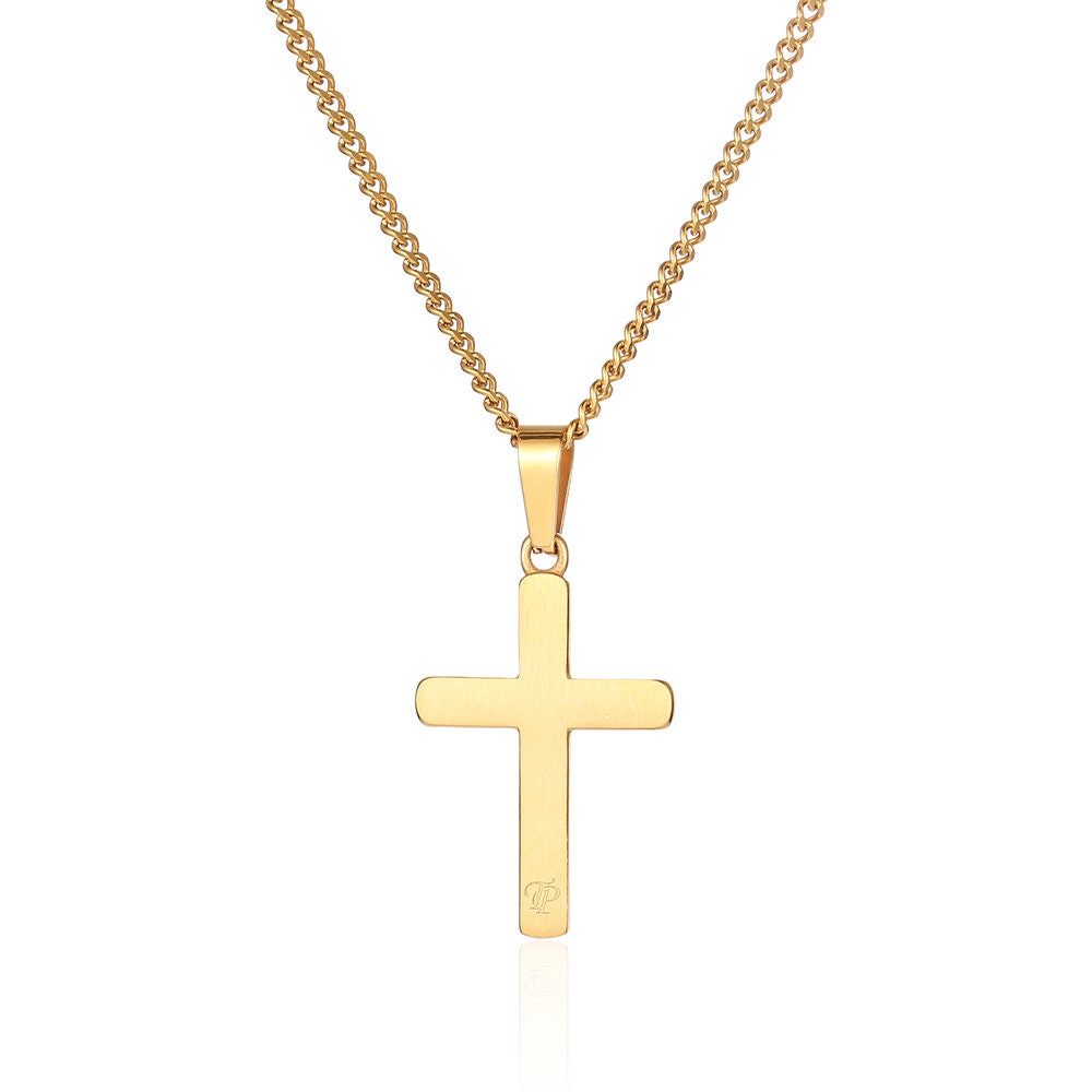 Collana Uomo/Donna Con Ciondolo Croce &ndash; Acciaio Inox Placcato Oro E Argento (Lunghezza 18-30 Pollici)