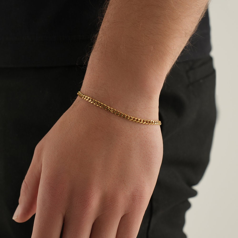Silver Bracelet Chain 3mm Cuban Link - Thin Chain Bracelet Mens