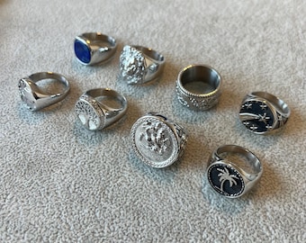 Mens Ring Silver Signet Ring For Men, Mens Statement Ring - Mens Jewelry - Minimalist Rings Men- Male Ring in Silver Men Jewelry Pinky Ring