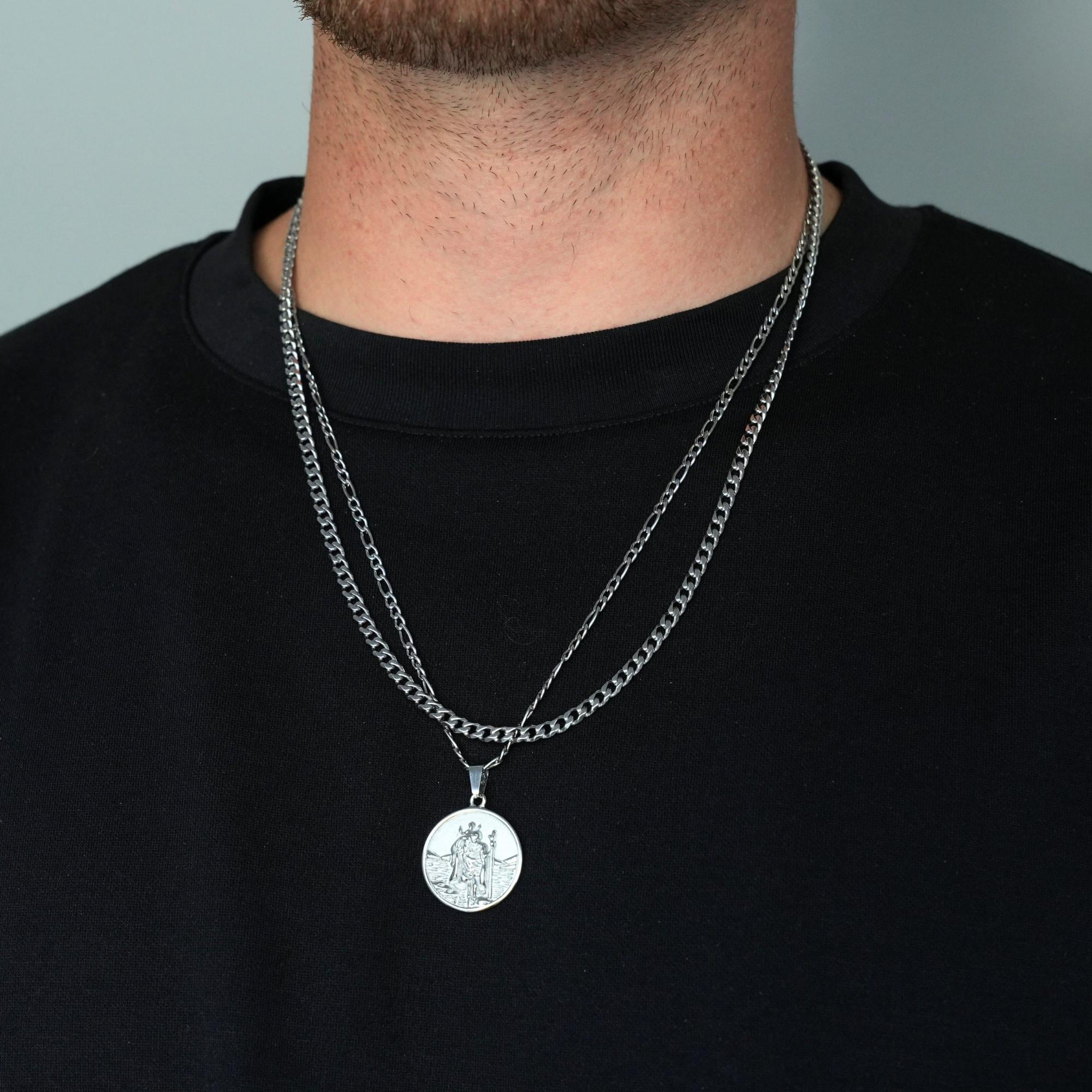 CUPENDA Collier Saint Christophe Argent 925 – Pendentif Protecteur Voyageurs Homme – Chaîne 60 Cm Ajustable