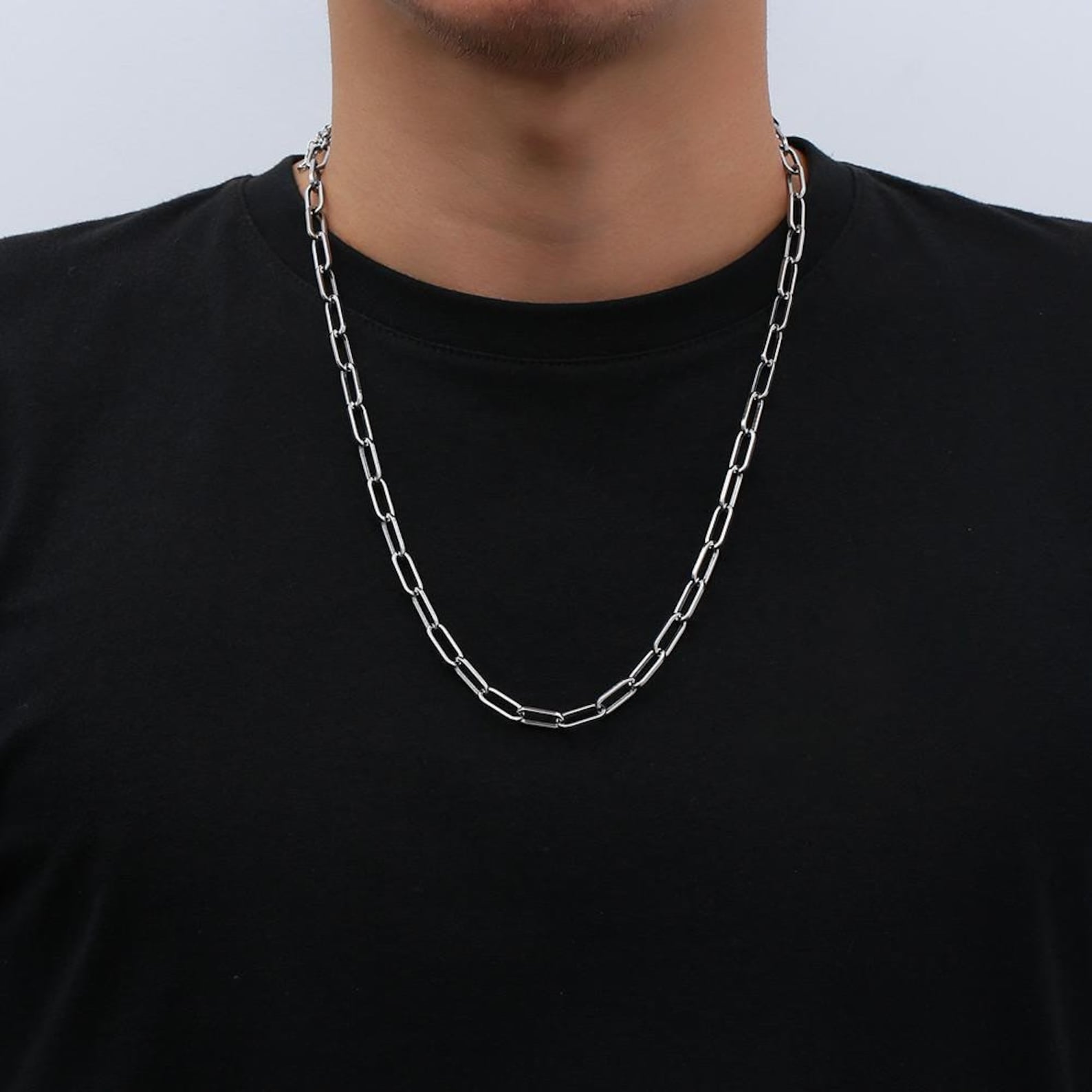 Silver Paperclip Chain Necklace Mens Chain 6mm Stainless Steel Etsy