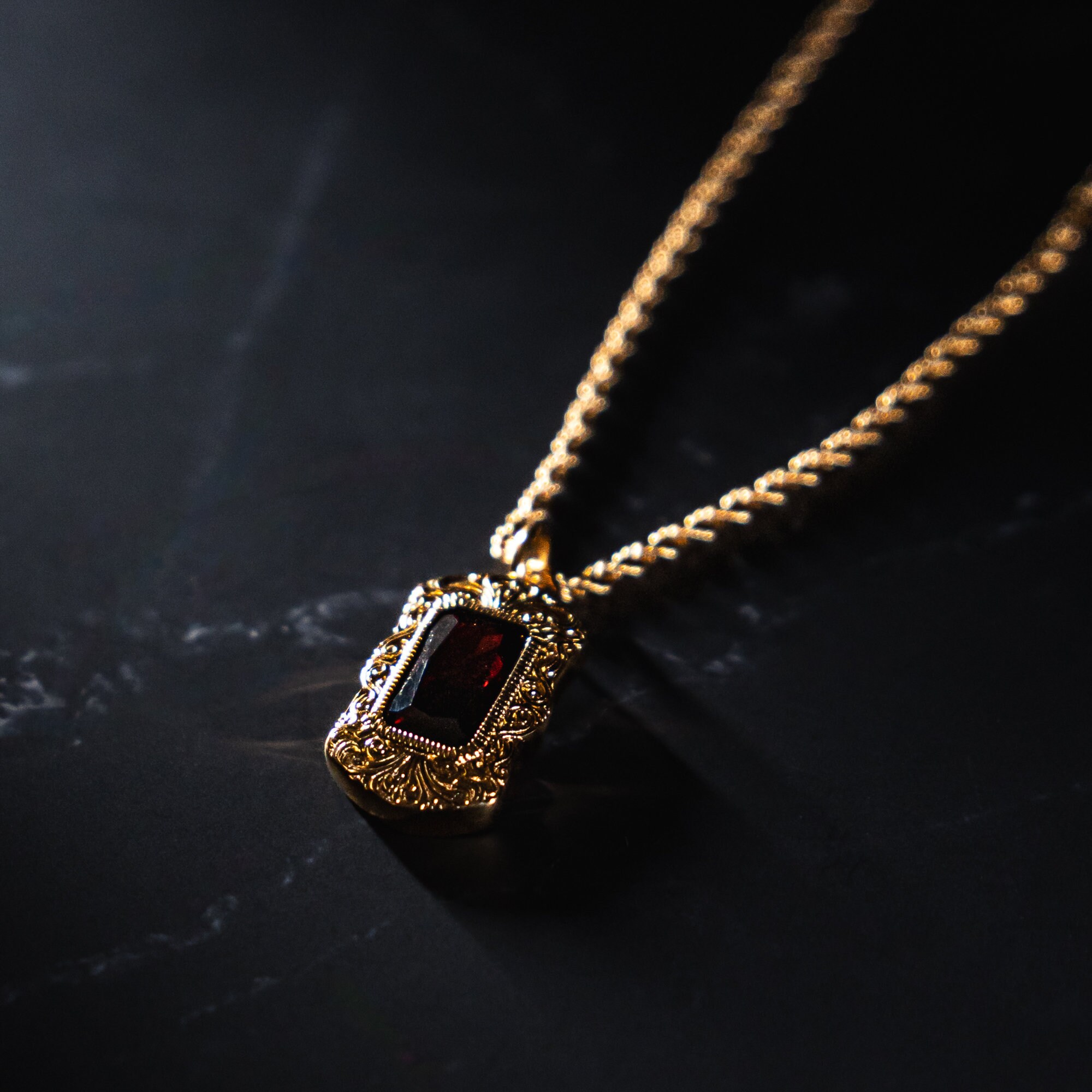 Red Gem Necklace - Etsy