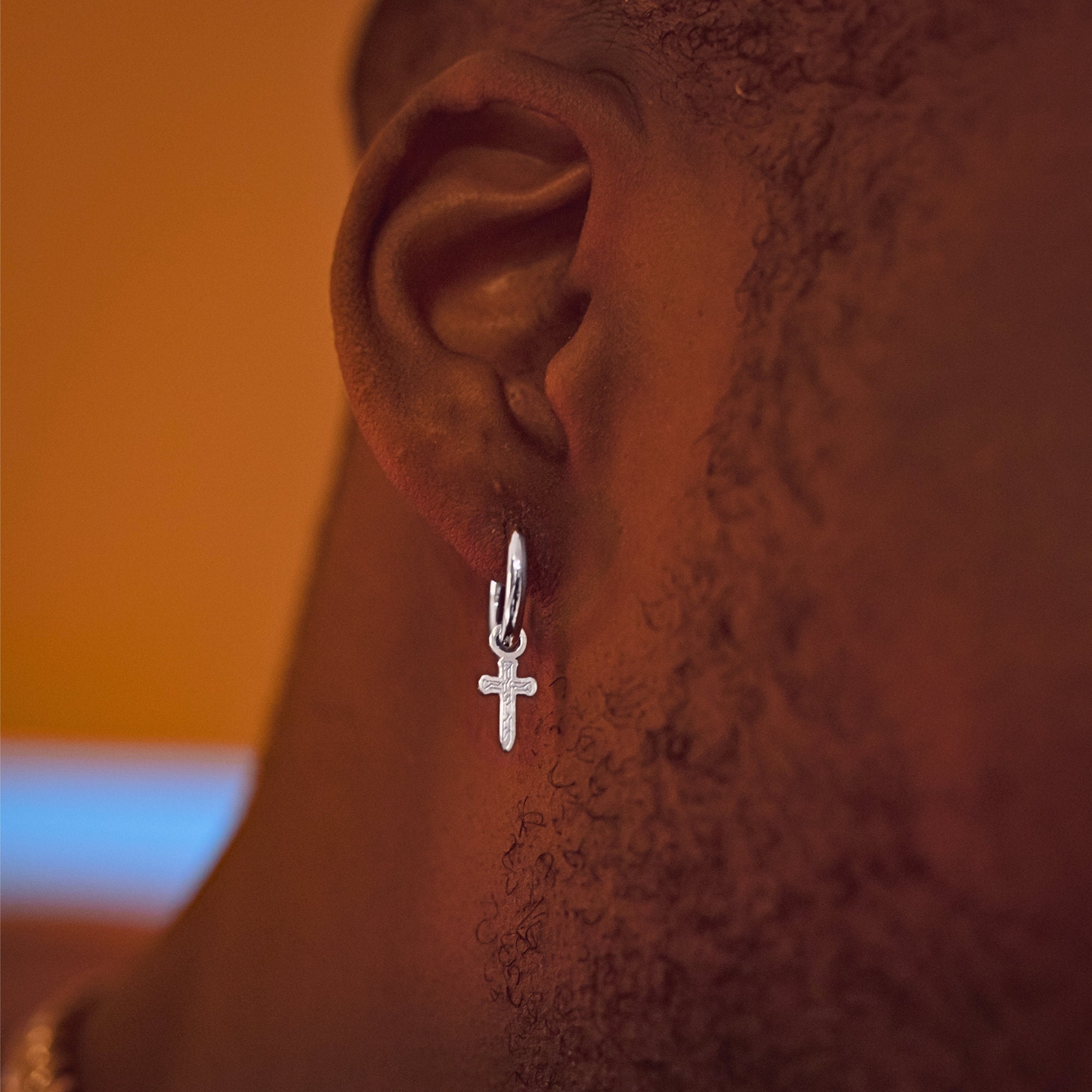 Yumilok Boucles D'Oreilles Hommes Acier Inoxydable Croix Hip Hop - Bijoux Fantaisie Pendantes Tendance