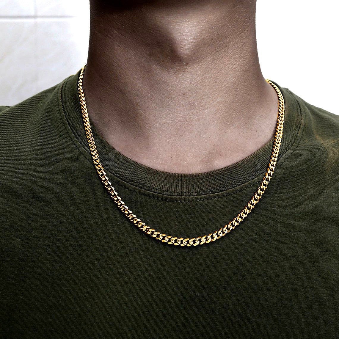5mm 18K Gold Chain Necklace Mens Gold 