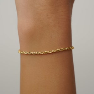 Gold Plated Bracelet - Thin Gold Rope Bracelet Chain - Dainty Gold Womens Bracelets - Minimalist Gold Chain Bracelets For Women / Gifts Her