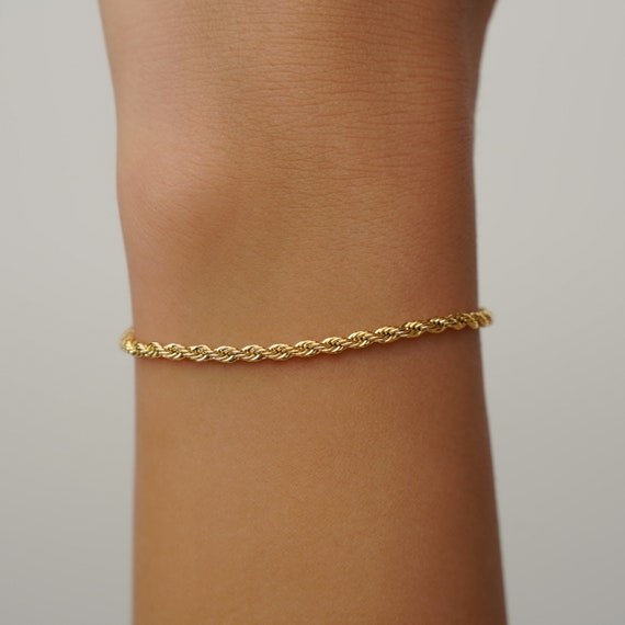 Gold Plated Bracelet Thin Gold Rope Bracelet Chain Dainty Gold