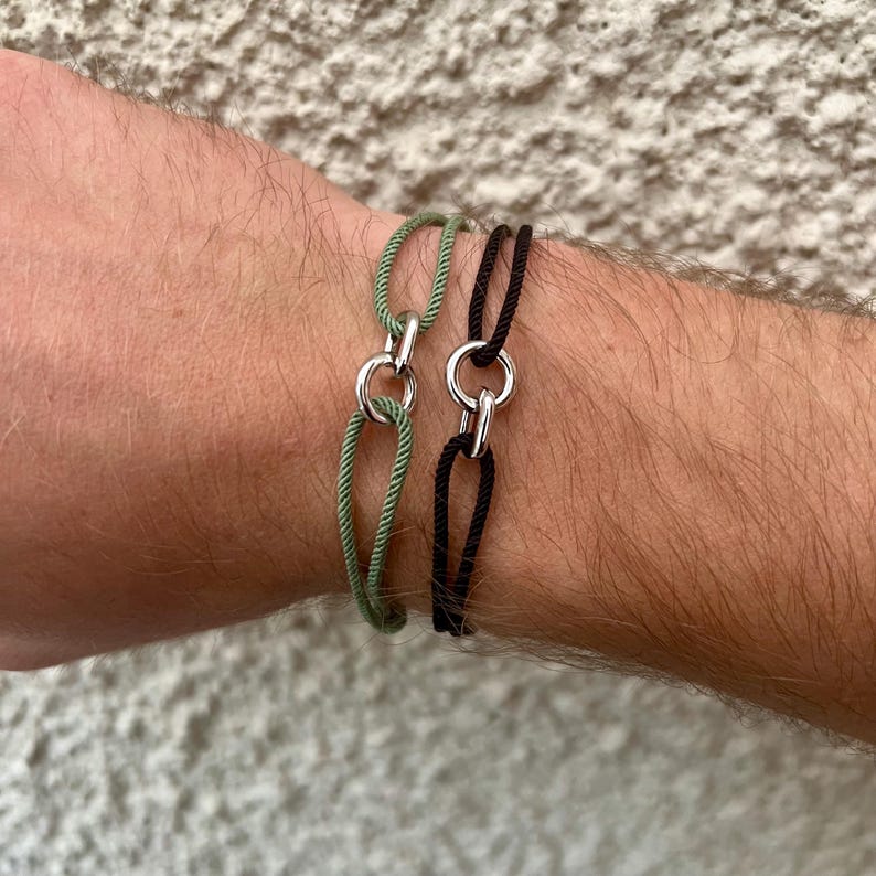 Mens Bracelet Rope Chain, Thin Green Nylon Rope Bracelet,