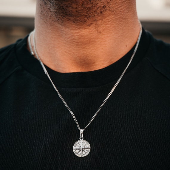 Compass Necklace Men Stainless Steel Necklace for Men Round Compass Punk  Navy Necklace Women Men Necklace - AliExpress